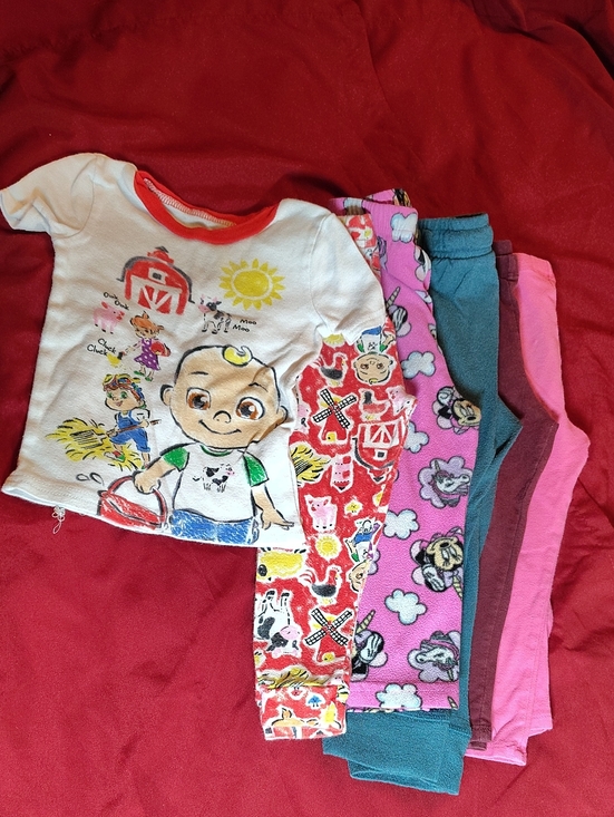 Other - 6 Piece Lot-Toddler Cartoon Farm Pajama Set, Minnie Pj's, Teal Sweats, 2 Legging